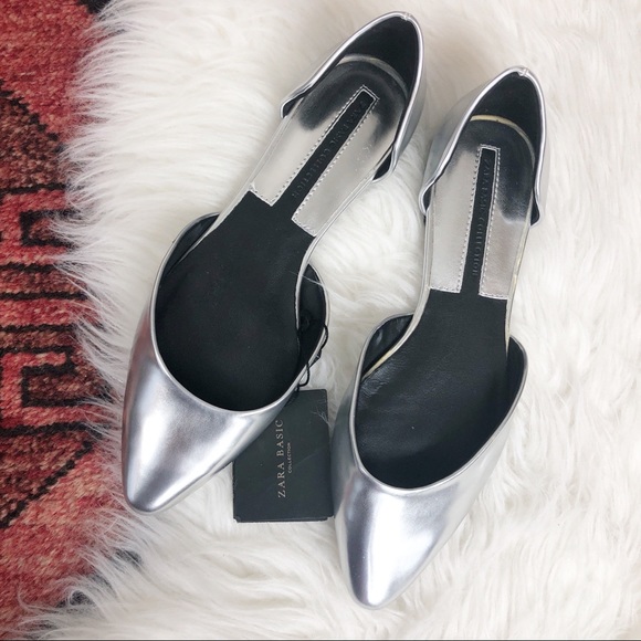 Zara Shoes - Zara basics silver flats. Brand new